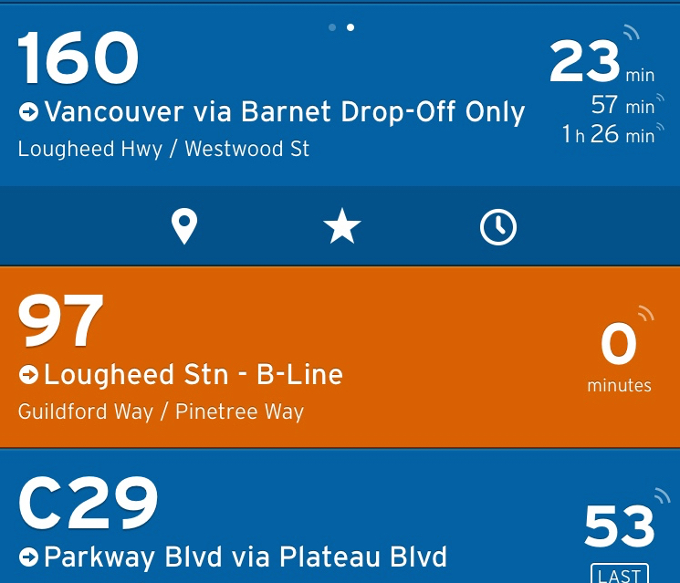 Transit app main screen