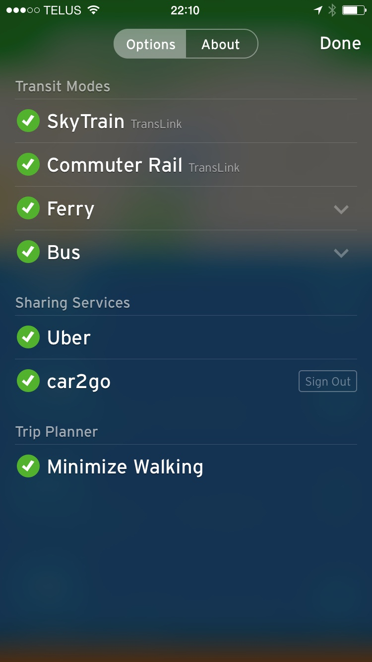 Transit modes